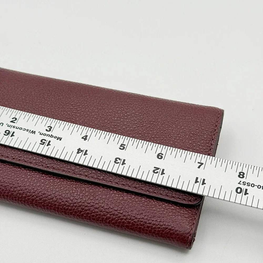 Michael Kors Adele Slim Flap Wallet Burgundy Pebbled Leather Gold Hardware OS
